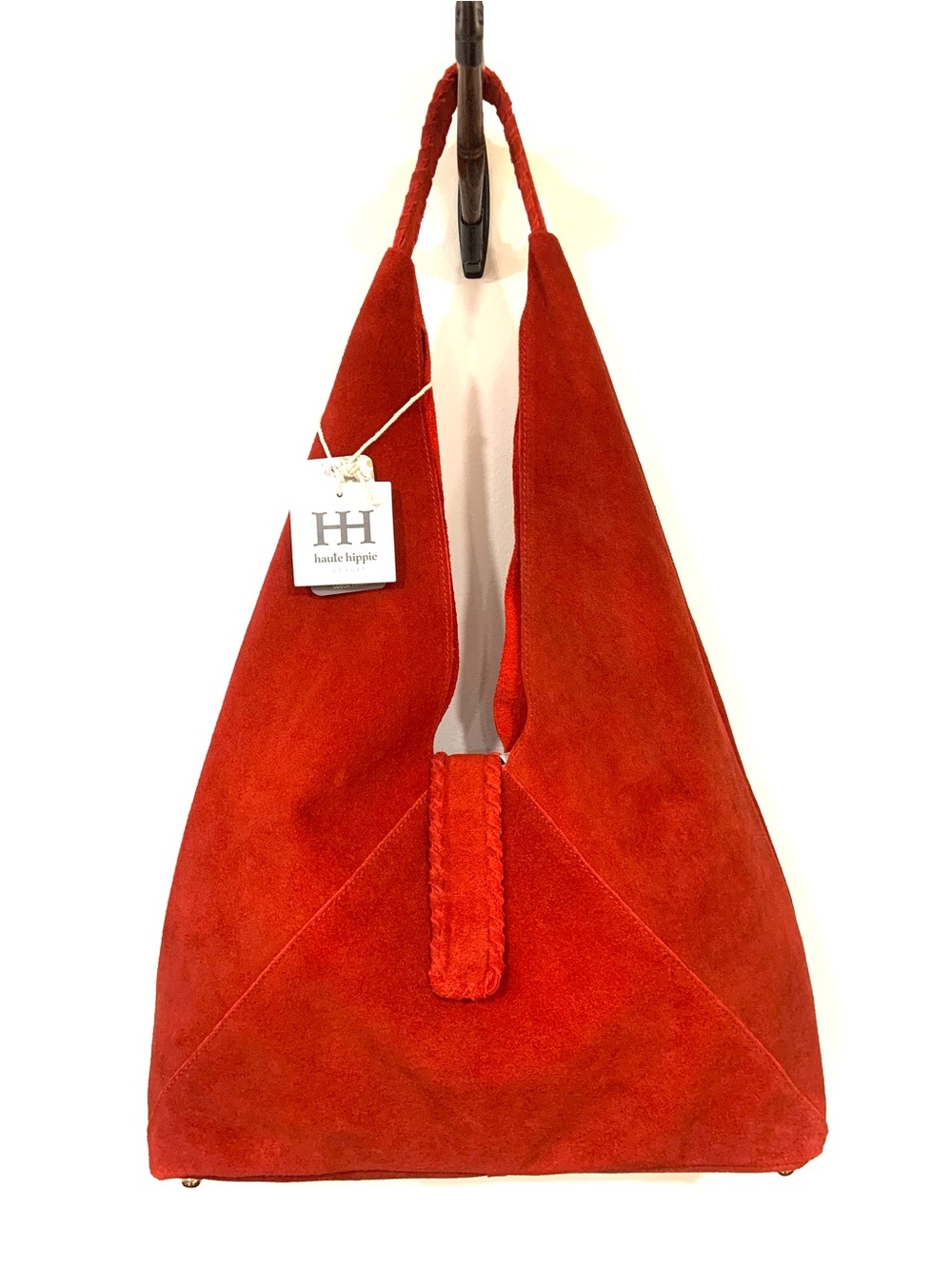 New✨ HAUTE HIPPIE Genuine Suede Triangle Hobo Shoulder Bag